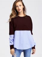 Oasap Fashion Stripe Long Sleeve Loose Sweatshirt
