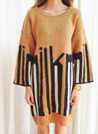 Oasap Loose Knit Patterned Round Neck Pullover Sweater