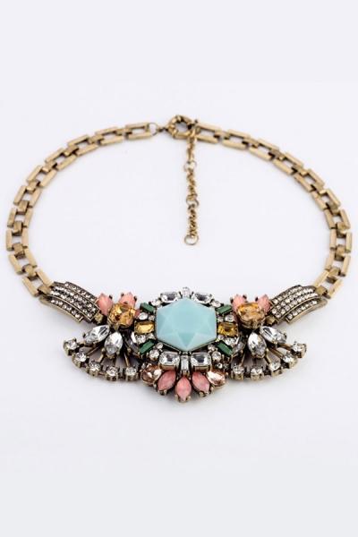 Oasap Distinctive Faux Stone Bib Necklace
