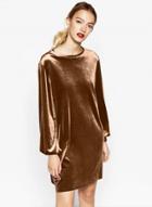 Oasap Fashion Lantern Sleeve Velvet Shift Dress
