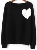 Oasap Round Neck Long Sleeve Heart Shape Sweater