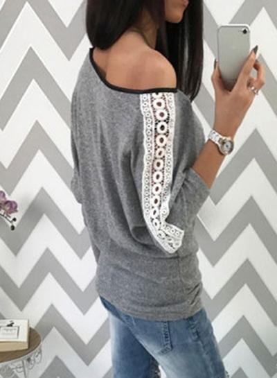 Oasap Fashion Round Neck Stitching Tee