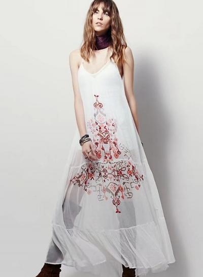 Oasap Halter Backless Chiffon Maxi Dress With Lining