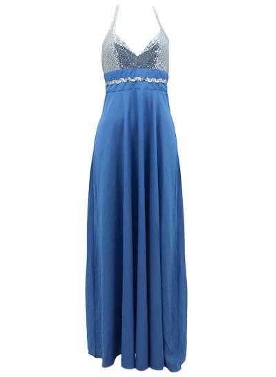 Oasap Women's Sequin Mesh Paneled High Waist Halter Dress