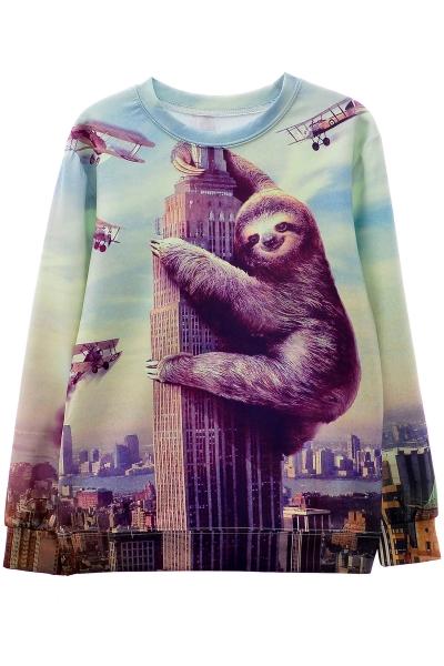 Oasap Huge Sloth Pattern Sweatshirt