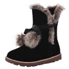 Oasap Round Toe Faux Fur Flat Snow Boots