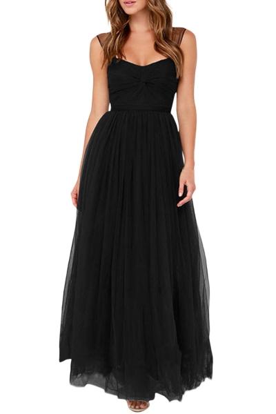 Oasap Women's Ruched Bust High Waist Long Evening Dress