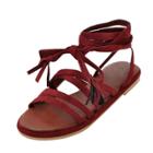 Oasap Open Toe Lace Up Flat Heels Sandals