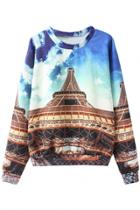 Oasap Essential Eiffel Tower Pattern Sweatshirt