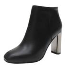 Oasap Solid Color High Heels Square Toe Boots