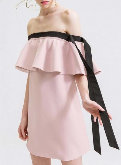 Oasap Fashion Off Shoulder Ruffle Loose Dress