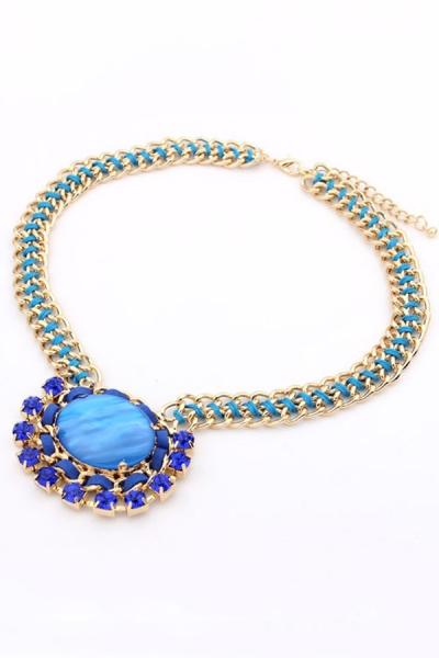 Oasap Nice Faux Stone Braided Necklace