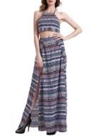 Oasap Women's Fashion Two Piece Backless Print Slit Maxi Skirt Set