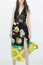 Oasap Dreamy Pattern Print Sleeveless Midi Dress