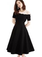 Oasap Off Shoulder Short Sleeve A-line Party Dress