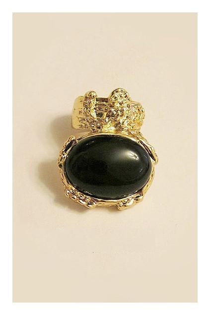 Oasap Golden Tone Oversized Gem Ring
