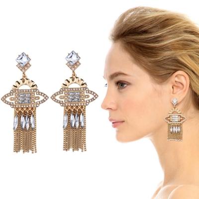 Oasap Faux Dimonds Decoration Tessels Decoration Drop Earrings