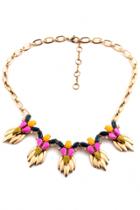 Oasap Ladylike Colorblocked Faux Stone Rolo Chain Necklace