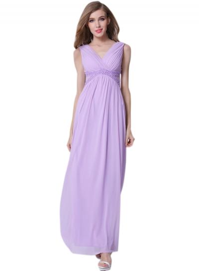 Oasap Women's Elegant Deep V Mesh Trim Prom Dress