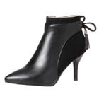 Oasap Pointed Toe High Heels Back Bow Tassel Ankle Boots