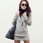 Oasap Fashion Solid Button Long Sleeve Pullover Hoodie