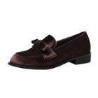 Oasap Round Toe Slip-on Bow Oxford Shoes