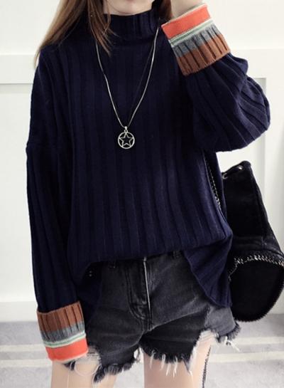 Oasap High Neck Chunky Knit Pullover Sweater