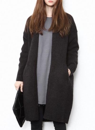 Oasap Fashion Batwing Sleeve Open Front Loose Cardigan