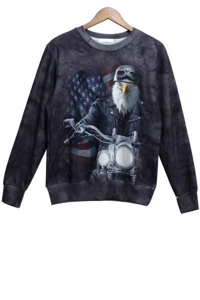 Oasap Cool American Flag Eagle Print Sweatshirt