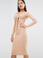 Oasap Women's Bow Front Open Back Bodycon Dress