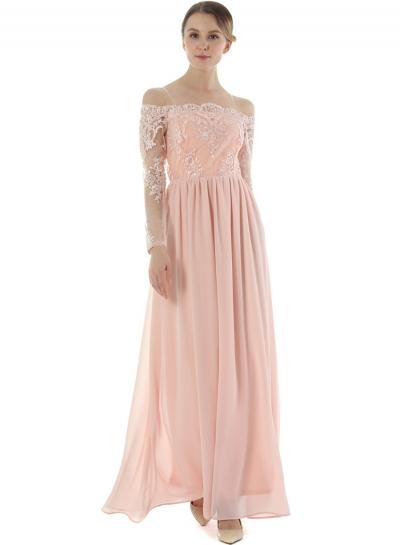 Oasap Elegant Off Shoulder See Through Lace Evening Dress