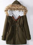 Oasap Fashion Warm Parka Coat With Faux Fur Trim Hood