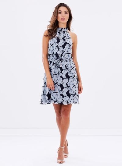 Oasap Off Shoulder Floral Print Dress
