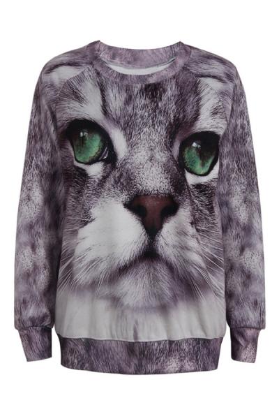Oasap Photographic Cat Print Sweatshirt