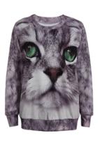 Oasap Photographic Cat Print Sweatshirt