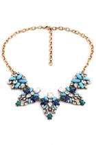 Oasap Crystal Colorblocked Faux Stone Necklace