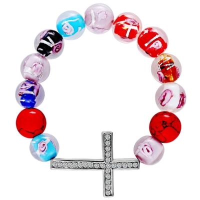 Oasap Elegant Fashion Cross Decoration Glass Bead Bracelets