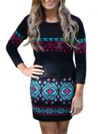 Oasap Women's Fashion Long Sleeve Printed Knitted Bodycon Dress