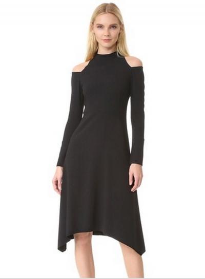 Oasap Fashion Cutout Shoulder Raglan Sleeve Ribbed Dress