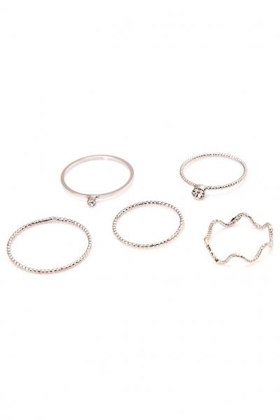 Oasap 5 Pcs Silvery Plated Metallic Rings