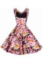Oasap Hepburn Style Wrapped Chest Floral Pattern Bubble Dress