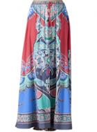 Oasap Women's National Wind Print Elastic Wasit Maxi Skirt