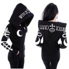 Oasap Punk Full Zip Letter Printed Hoodie