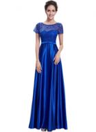 Oasap Women's Elegant Solid Short Sleeve Maxi Evening Prom Dress