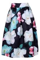 Oasap Charming Floral Printed Pleated Midi Dress