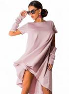 Oasap Fashion Short Sleeve Loose Irregular Dress With Sleevelet
