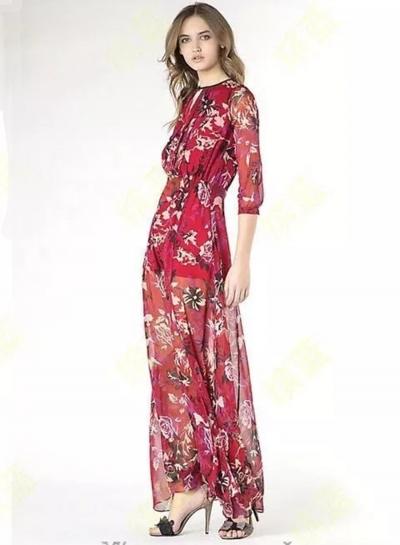 Oasap Vintage Flower Printing Maxi Dress