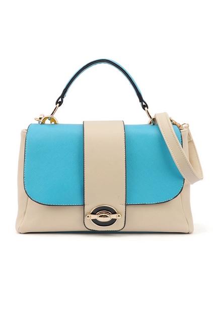 Oasap Contrast Colored Stitch Edged Shoulder Bag
