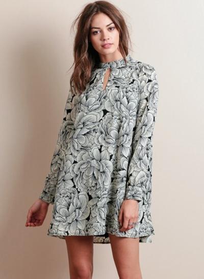 Oasap Women's Floral Embroidery Keyhole Front And Back Dress