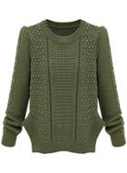 Oasap Women's Solid Long Sleeve Side Slit Pullover Knit Sweater